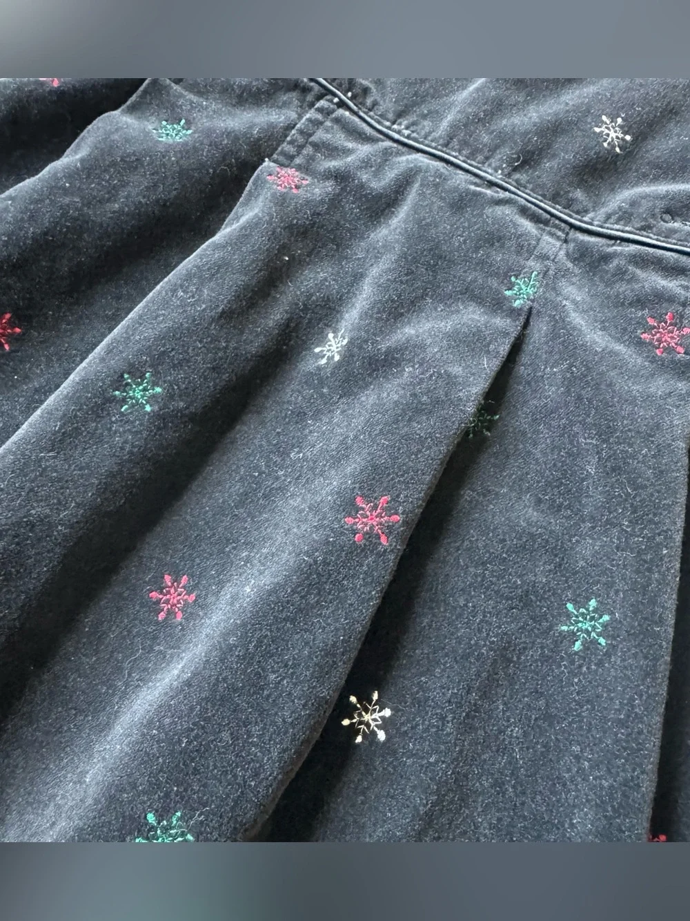 VTG 90's Y2K OshKosh B'Gosh Velvet Holiday Snowflake Dress 3T Black Embroidered